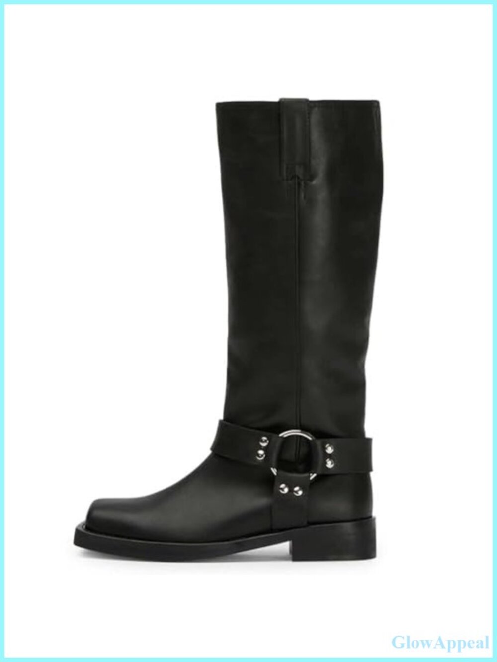 Women's Knee High Riding Boots Square Toe Moto Boots Low Heel